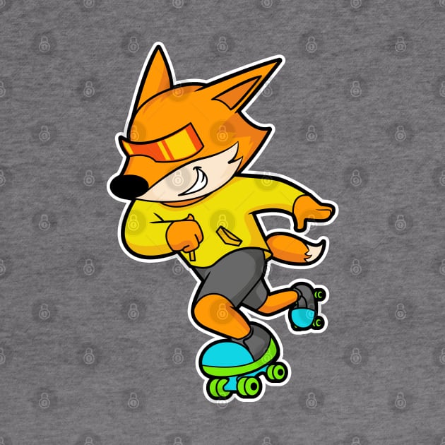 Fox as Skater with Roller skates by Markus Schnabel